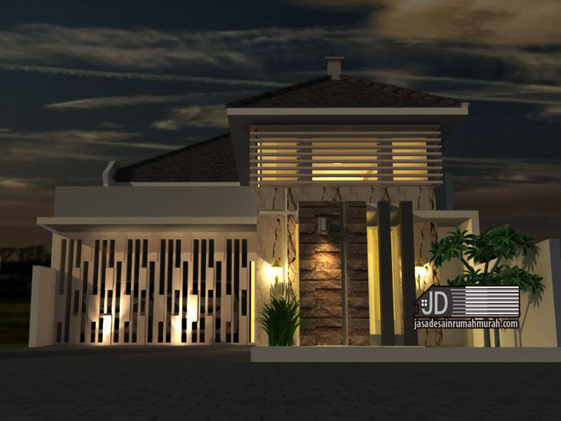 Jasa Desain Rumah Modern Tropis 1 Lantai Ibu Riti di Padang Jasa