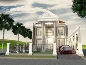 Desain rumah eropa klasik Bapak Yudi Purna Nugraha di Palembang